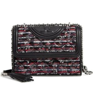 Tory burch fleming small tweed shoulder bag
